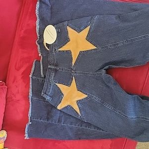 So darn cute! Bell bottoms with stars on the butt. Size small